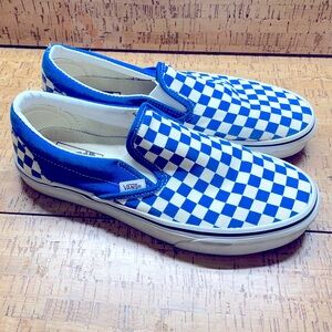 VANS BLUE CHECKERBOARD SLIP-ON WORN ONCE! Women’s 9 Men’s 7.5